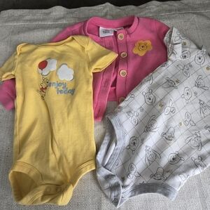 Baby Bundle - PatPat Winnie the Pooh Yellow & Pink Baby One-Piece Set